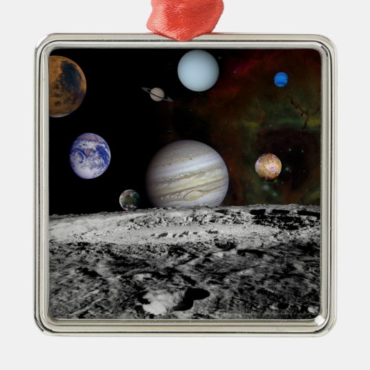 Montage of the planets and Jupiter's moons Metal Ornament