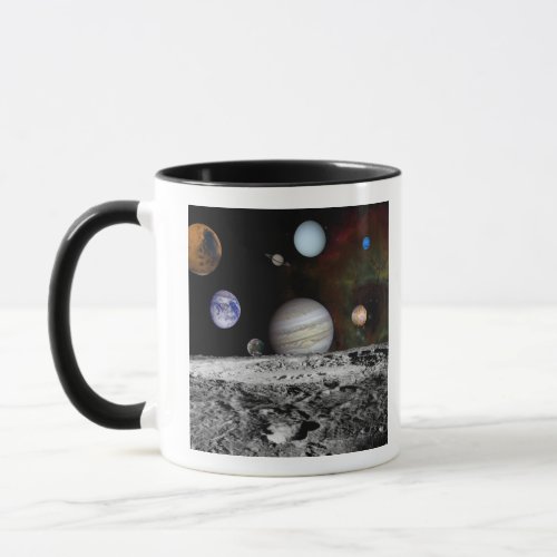 Montage of the planets and Jupiters moons Mug