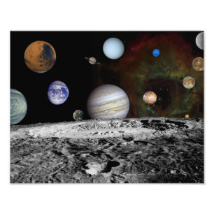 Montage of the planets and Jupiter's moons Photo Print