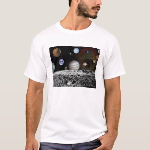 Montage of the planets and Jupiters moons T_Shirt