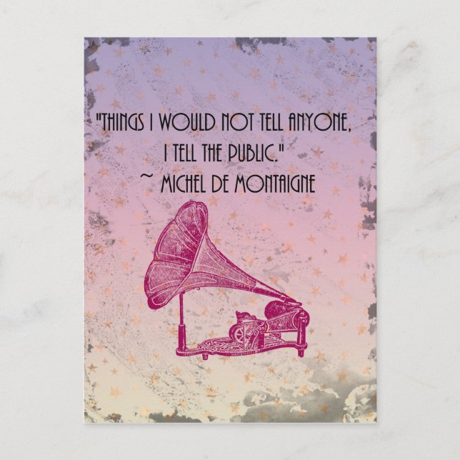 Montaigne Confesses Postcard (Front)