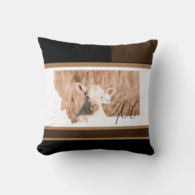 Montana 406 Daisy The White Calf Throw Pillow (Front)