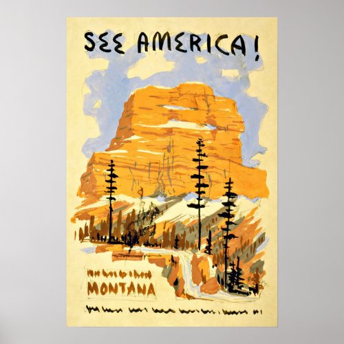 Montana America Vintage Travel Poster