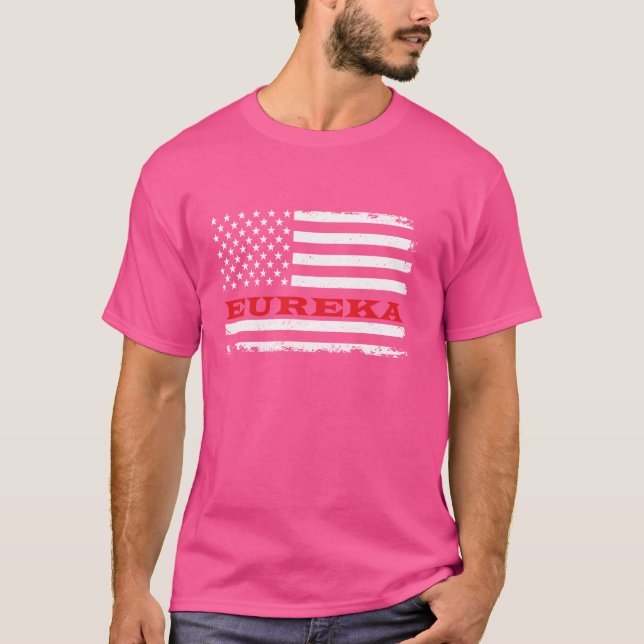 Montana American Flag Eureka USA Patriotic Souveni T-Shirt (Front)