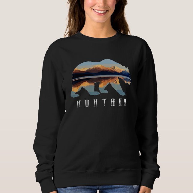 Montana Bear Glacier National Park Mountains Lake  Sweatshirt (Front)