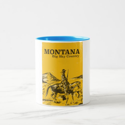 Montana Big sky Country vintage travel poster Two_Tone Coffee Mug