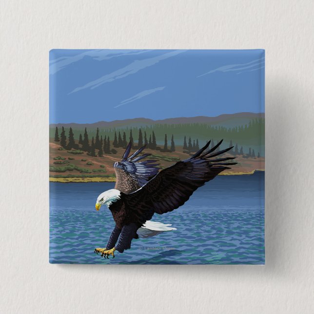 Montana -- Big Sky CountryDiving Eagle Button (Front)