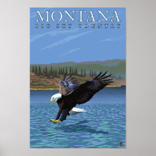 Montana -- Big Sky CountryDiving Eagle Poster