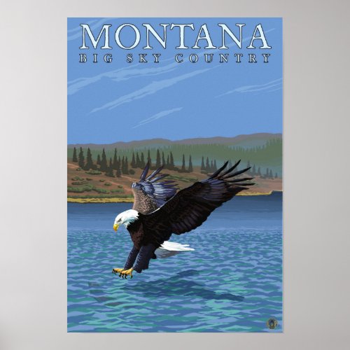 Montana __ Big Sky CountryDiving Eagle Poster