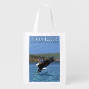 Montana -- Big Sky CountryDiving Eagle Reusable Grocery Bag