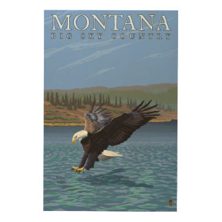 Montana -- Big Sky CountryDiving Eagle Wood Wall Art