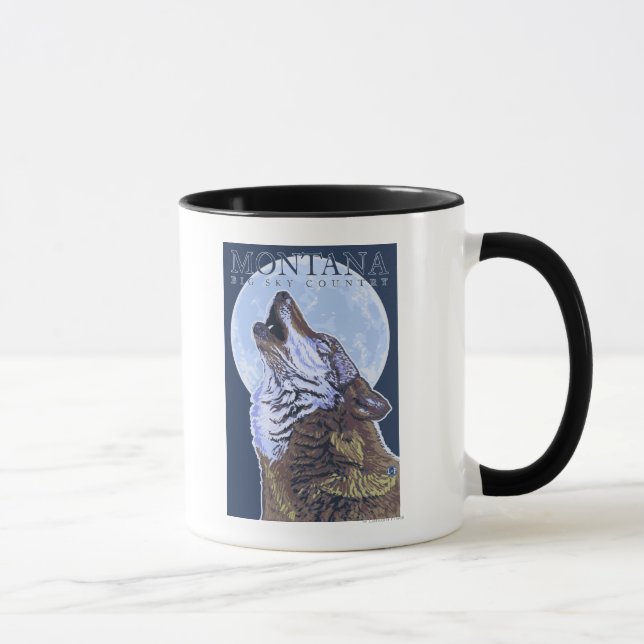 Montana -- Big Sky CountryHowling Wolf Mug (Right)