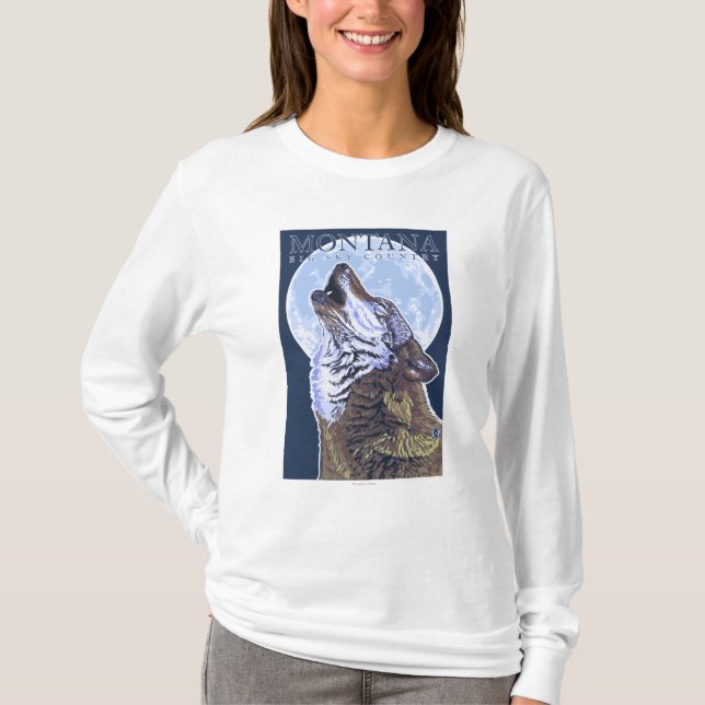 Montana -- Big Sky CountryHowling Wolf T-Shirt (Front)