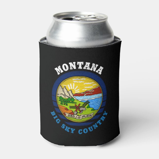 MONTANA BIG SKY STATE FLAG  CAN COOLER (Can Front)