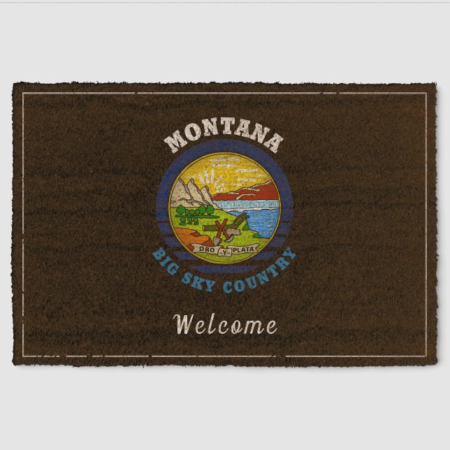 MONTANA BIG SKY STATE FLAG FIBER DOORMAT (Front)