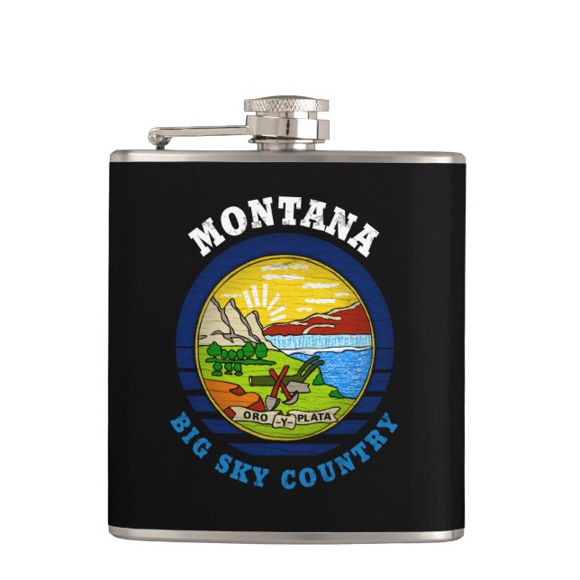 MONTANA BIG SKY STATE FLAG FLASK (Front)