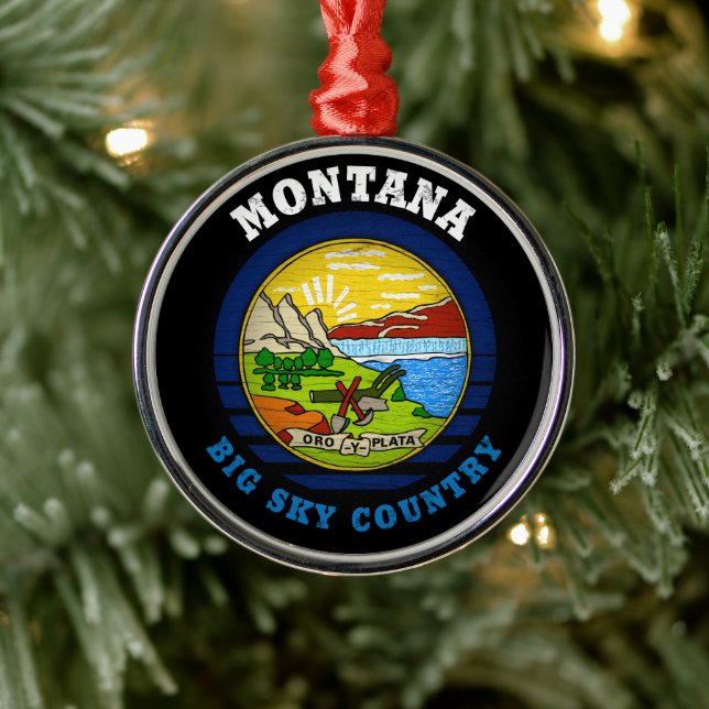  MONTANA BIG SKY STATE FLAG METAL ORNAMENT (Tree)