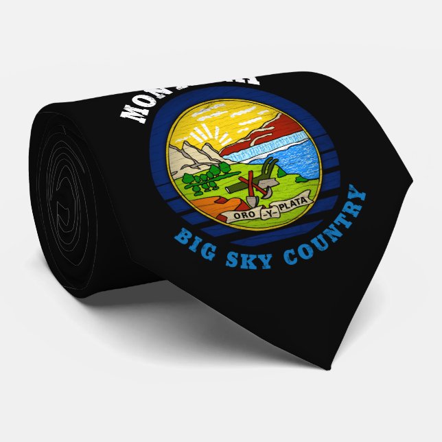 MONTANA BIG SKY STATE FLAG NECK TIE (Rolled)