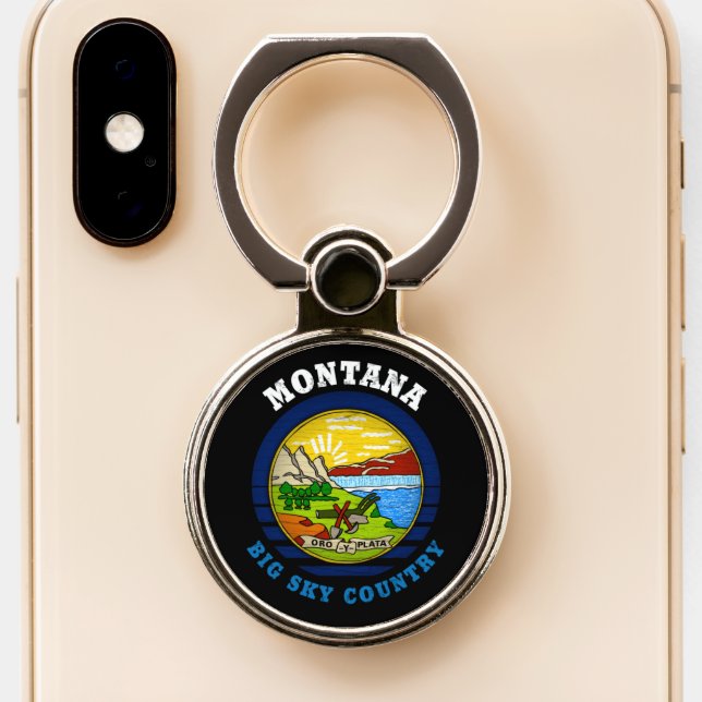 MONTANA BIG SKY STATE FLAG PHONE RING STAND (Close Up)