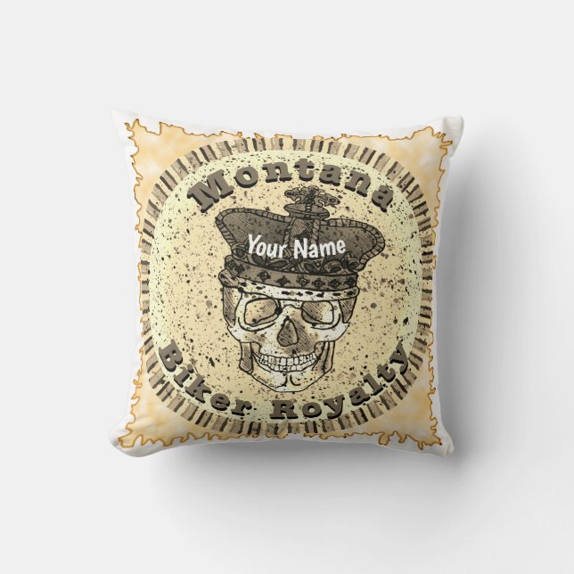 Montana Biker  Throw Pillow (Front)