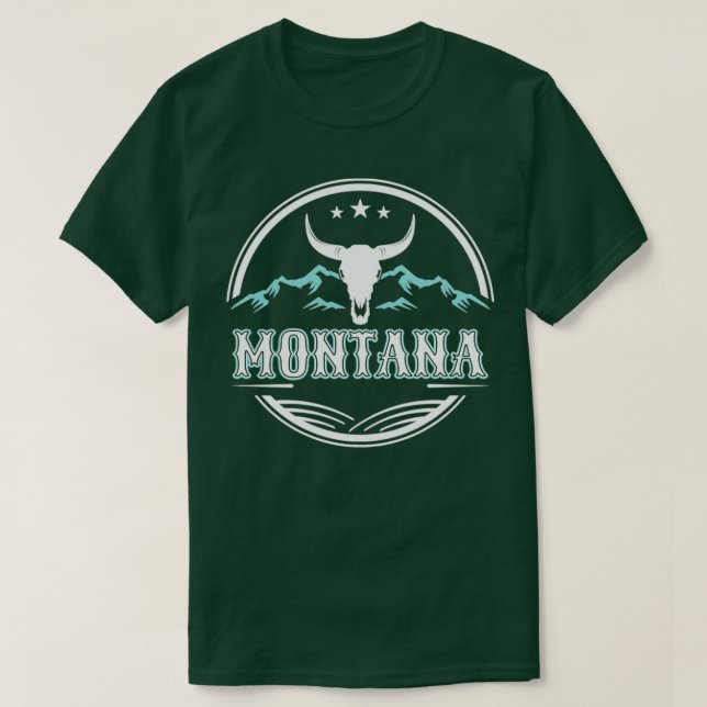 Montana Cattle Steer Mountain Range Wilderness Cam T-Shirt (Design Front)