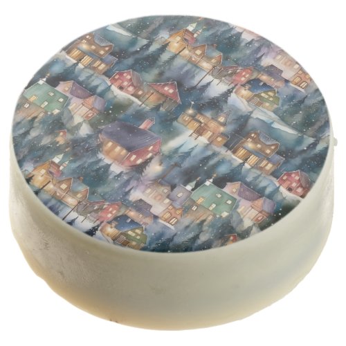 Montana Christmas at Midnight Street Watercolor Chocolate Covered Oreo