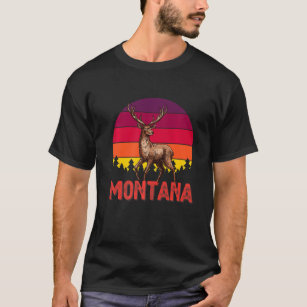 Montana Deer Hunter Sunset Vintage Retro Hunting T-Shirt