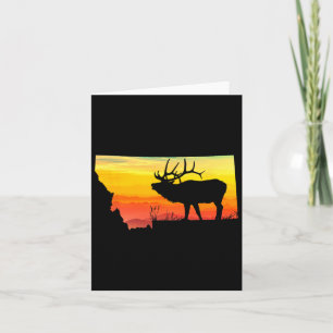 Montana Elk Hunter Dad Vintage Retro Sun Bow Hunti Card