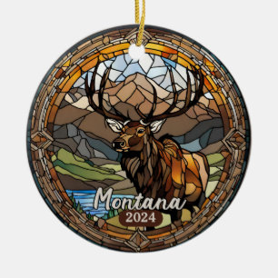 Montana Elk Mountain Ceramic Ornament