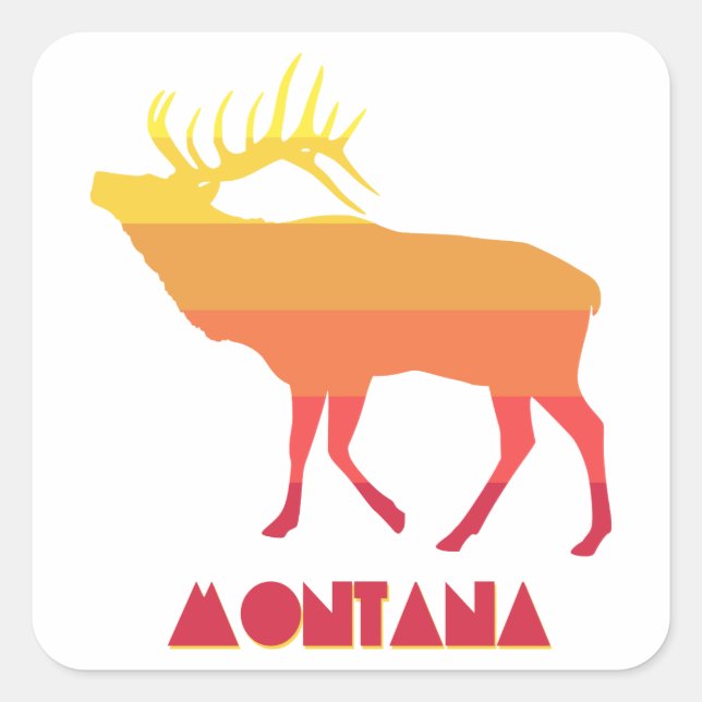 Montana Elk Square Sticker (Front)