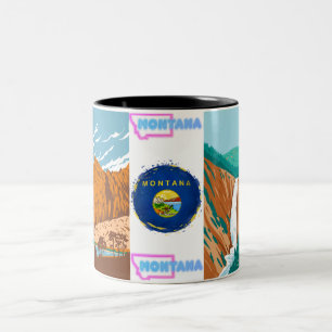 Montana Explorer Mug: Sip with Scenic Courage Two-Tone Coffee Mug