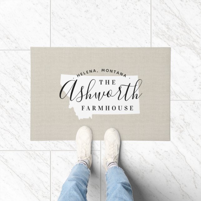 Montana Family Monogram State Doormat (Indoor)