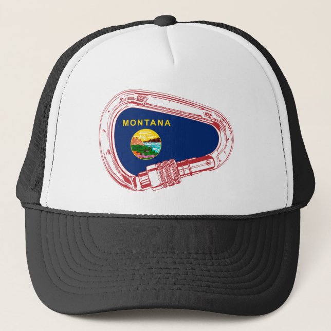 Montana Flag Climbing Carabiner Trucker Hat (Front)