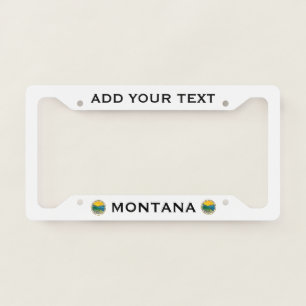 Montana Flag Coat Of Arms Add Your Text White License Plate Frame