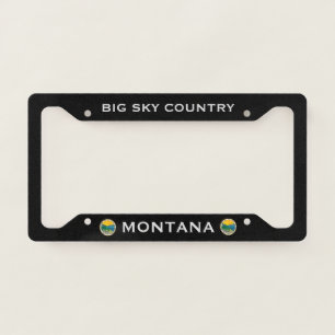 Montana Flag Coat Of Arms Big Sky Country Black License Plate Frame