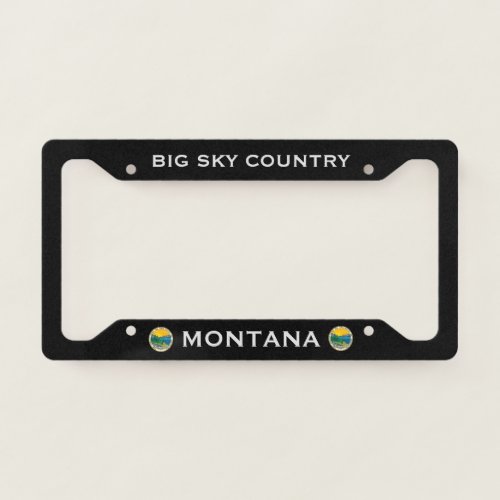 Montana Flag Coat Of Arms Big Sky Country Black License Plate Frame