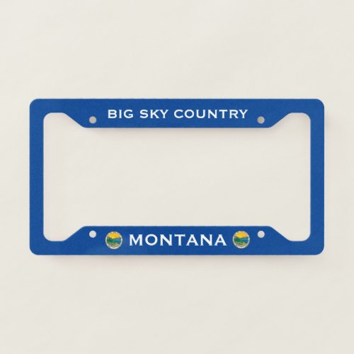 Montana Flag Coat Of Arms Big Sky Country Blue License Plate Frame