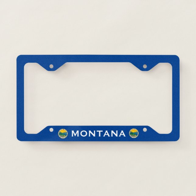 Montana Flag Coat Of Arms Blue  License Plate Frame (Front)