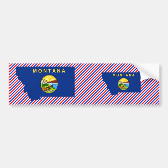 Montana Flag Map Bumper Sticker (Front)
