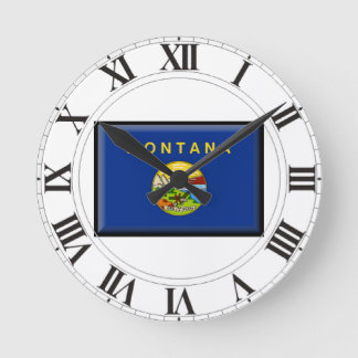 Montana Flag Round Clock