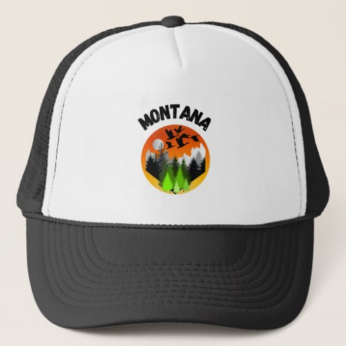 Montana Flock of Geese Outdoorsmen Sportsmen Trucker Hat