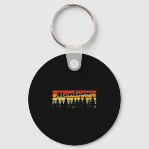 Montana Forest Sunset Trees Cabin Theme Souvenir Keychain