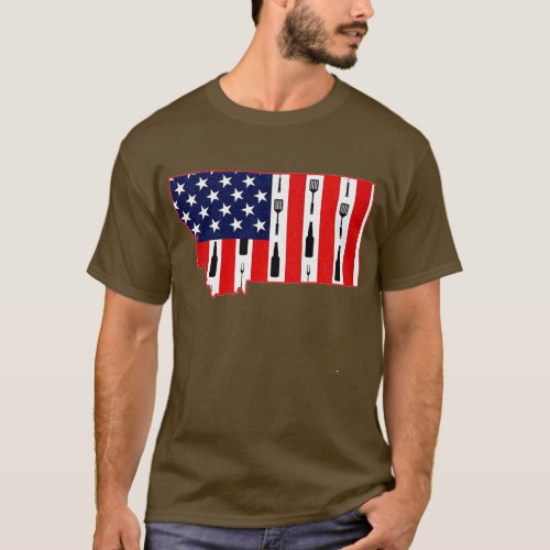 Montana Fourth July th Dad Fathers Day BBQ Beer Su T_Shirt