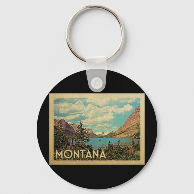 Montana Glacier Park Vintage Travel Keychain (Front)