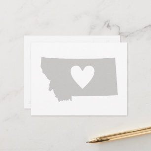 Montana Gray Map Shape Heart Cutout Montanan Love Postcard