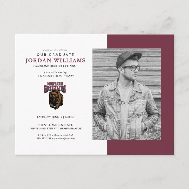 Montana Grizzlies Graduate Announcement Postcard (Front)