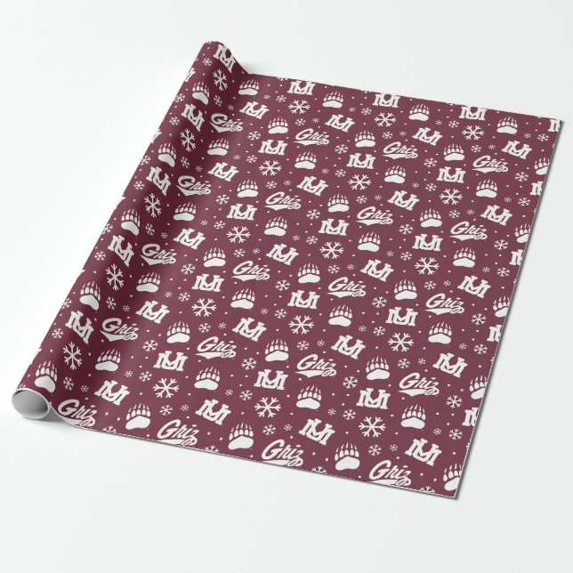Montana Grizzlies Holiday Wrapping Paper (Unrolled)