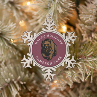 Montana Grizzlies Snowflake Pewter Christmas Ornament