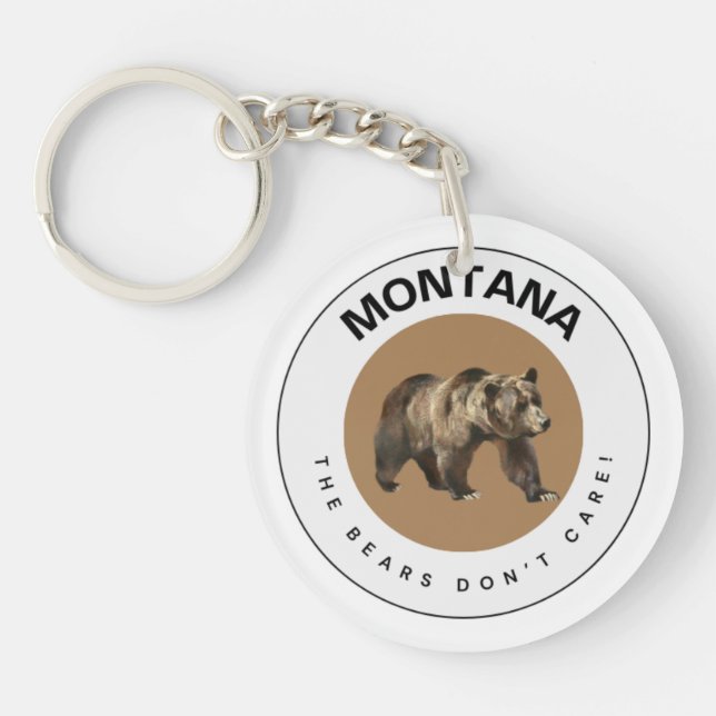 Montana Grizzly Bear Acrylic Keychain (Front)