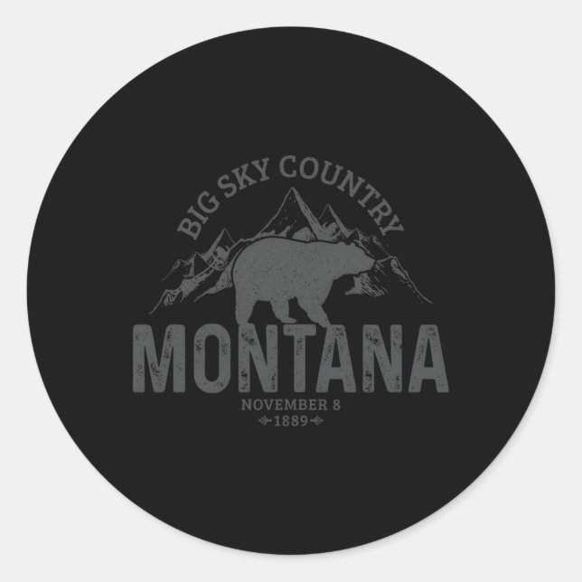Montana Grizzly Bear Camg Hiking Classic Round Sticker (Front)